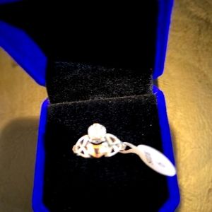 Beautiful Irish claddagh ring size 6 sterling silver.  In blue velvet gift box.